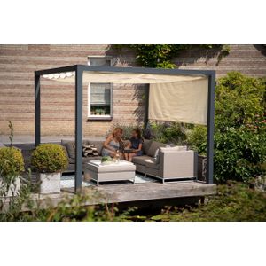 Pergola aluminium antraciet 'Stand Alone' (4.02 x 4.02 meter)  Zand