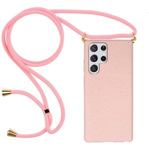Lunso - Backcover hoes met koord - Samsung Galaxy S22 Ultra - Roze