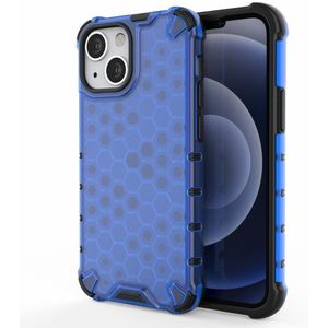 Lunso - Honinggraat Armor Backcover hoes - iPhone 13 Mini - Blauw