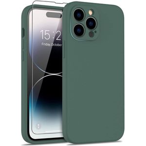 Lunso - iPhone 15 Pro - Hoesje Flexibel silicone Backcover - Donkergroen