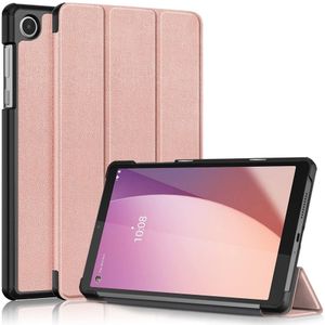 Lunso - Lenovo Tab M8 Gen 4 (8 inch) - Tri-Fold Bookcase hoes - Rose Goud