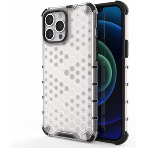 Lunso - Honinggraat Armor Backcover hoes - iPhone 13 Pro Max - Wit