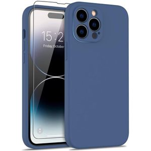 Lunso - iPhone 15 Pro Max - Hoesje Flexibel silicone Backcover - Donkerblauw