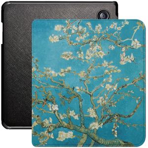 Lunso Geschikt voor Kobo Libra Colour hoes (7 inch) - Vegan Saffiano Leren sleepcover - Van Gogh Amandelbloesem