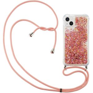 Lunso - Backcover hoes met koord - iPhone 14 - Glitter Rose Goud