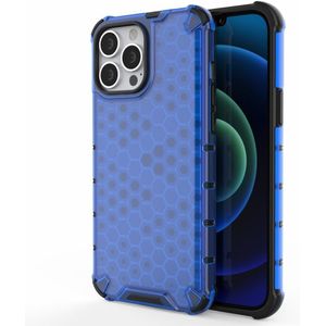 Lunso - Honinggraat Armor Backcover hoes - iPhone 13 Pro Max - Blauw