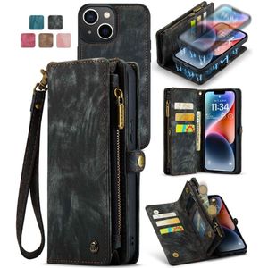 Caseme iPhone 13  hoesje - Vintage 2 in 1 portemonnee -Zwart
