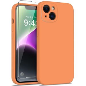 Lunso - iPhone 15 Plus - Hoesje Flexibel silicone Backcover - Oranje