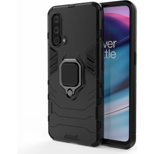 Lunso - Armor backcover hoes met ringhouder - OnePlus Nord CE - Zwart