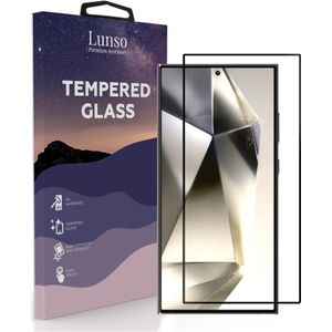 Lunso Samsung Galaxy S24 Ultra Gehard Beschermglas - Full Cover Screenprotector - Black Edge