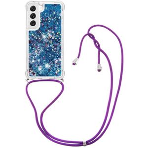 Lunso - Samsung Galaxy S23 - Telefoonhoes met koord - Glitter Blauw