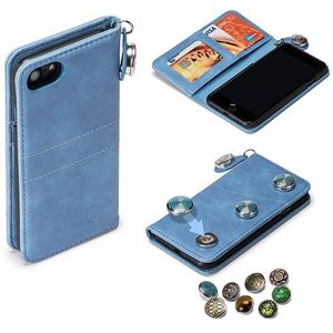 GranC - drukknopen wallet hoes - iPhone SE (2022 / 2020) / 8 / 7 / 6(s) - Lichtblauw