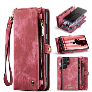 Caseme - Samsung Galaxy S23 Ultra - Vintage 2 in 1 portemonnee hoes - Rood