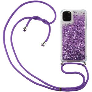 Lunso iPhone 12 Pro Max - Backcover hoes met koord - Glitter Paars