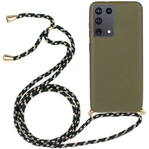 Lunso - Backcover hoes met koord - Samsung Galaxy S21 Ultra - Army Groen