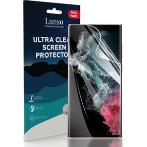 Lunso - Samsung Galaxy S23 Ultra - Duo Pack (2 stuks) Beschermfolie - Full Cover Screen protector
