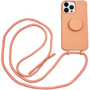 Høyde - iPhone 13 Pro - Telefoonhoes met koord + Socket houder - Oranje