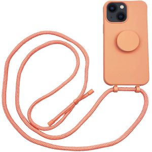 Høyde - iPhone 13 - Telefoonhoes met koord + Socket houder - Oranje