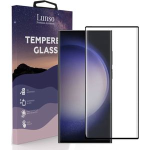 Lunso - Samsung Galaxy S23 Ultra - Gehard Beschermglas - Full Cover Screenprotector - Black Edge