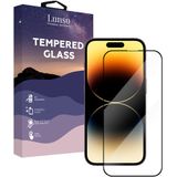 Lunso - iPhone 14 Pro - Gehard Beschermglas - Full Cover Screenprotector - Black Edge