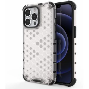Lunso - Honinggraat Armor Backcover hoes - iPhone 13 Pro - Wit