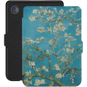 Lunso - Kobo Clara 2E hoes (6 inch) - Vegan Saffiano Leren sleep cover - Van Gogh Amandelbloesem