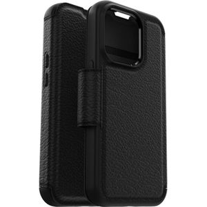Otterbox Strada Case - iPhone 14 Pro Max leren bookcase hoesje - Zwart + Lunso Screenprotector