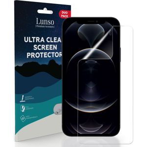 Lunso - Duo Pack (2 stuks) Beschermfolie - Full Cover Screen Protector - iPhone 12 Pro Max