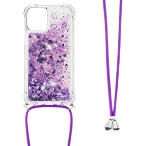 Lunso - Backcover hoes met koord - iPhone 13 Pro - Glitter Paars