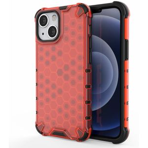 Lunso - Honinggraat Armor Backcover hoes - iPhone 13 Mini - Rood