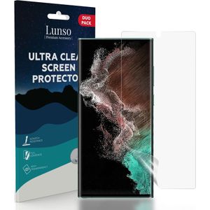 Lunso - Duo Pack (2 stuks) Beschermfolie - Full Cover Screen Protector - Samsung Galaxy S22 Ultra