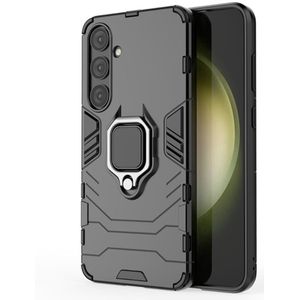 Lunso - Samsung Galaxy S24 Plus - Armor backcover hoes met ringhouder - Zwart