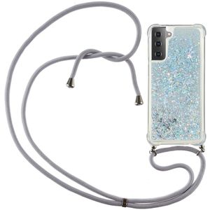 Lunso - Backcover hoes met koord - Samsung Galaxy S21 Ultra - Glitter Zilver