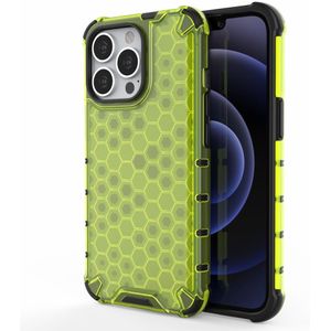 Lunso - Honinggraat Armor Backcover hoes - iPhone 13 Pro - Fluor Geel