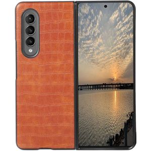 Lunso - Samsung Galaxy Z Fold4 - Croco patroon cover hoes - Lichtbruin