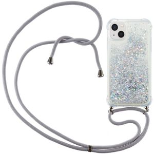Lunso - Backcover hoes met koord - iPhone 14 Plus - Glitter Zilver