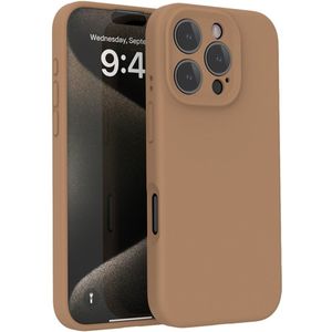 Lunso iPhone 16 Pro  hoesje - Flexibel siliconen Backcover - Bruin