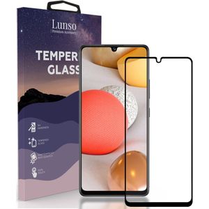 Lunso - Samsung Galaxy A42 - Gehard Beschermglas - Full Cover Screenprotector - Black Edge