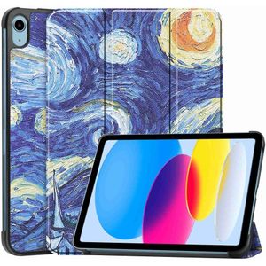 Lunso - iPad 10 (2022) - Tri-Fold Bookcase hoes - Van Gogh Sterrennacht
