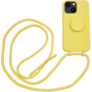 Høyde - iPhone 13 Mini - Telefoonhoes met koord + Socket houder - Geel