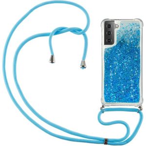 Lunso - Backcover hoes met koord - Samsung Galaxy S21 Plus - Glitter Blauw