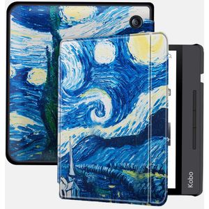 Lunso Geschikt voor Kobo Libra H20 hoes (7 inch) - sleep cover - Van Gogh Schilderij