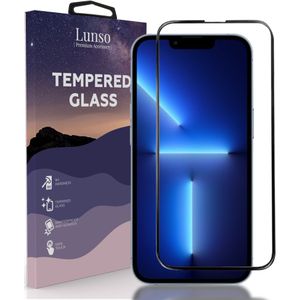 Lunso - Gehard Beschermglas - Full Cover Tempered Glass - iPhone 13 Pro Max - Black Edge