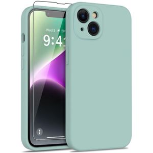 Lunso - iPhone 15 Plus - Hoesje Flexibel silicone Backcover - Mint groen