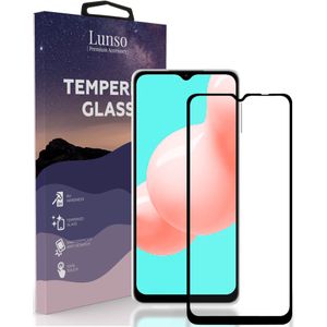 Lunso - Samsung Galaxy A32 5G - Gehard Beschermglas - Full Cover Screenprotector - Black Edge