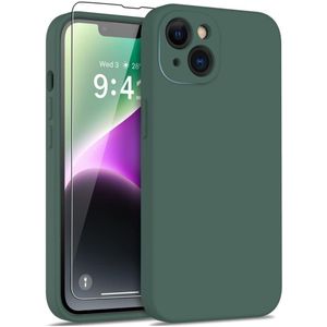 Lunso - iPhone 15 Plus - Hoesje Flexibel silicone Backcover - Donkergroen