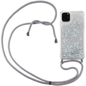 Lunso - Backcover hoes met koord - iPhone 12 Pro Max - Glitter Zilver