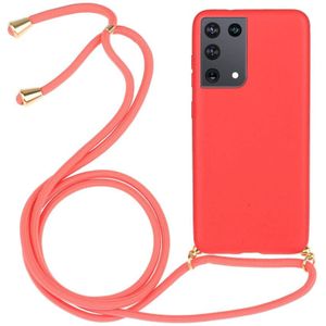 Lunso - Backcover hoes met koord - Samsung Galaxy S21 Ultra - Rood