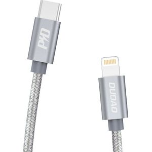 Dudao - USB-C naar Lightning nylon iPhone oplader - PD 45W Fast charge oplaadkabel - 1 Meter - Grijs