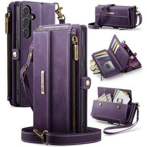 Caseme Samsung Galaxy S25 hoesje - portemonnee tasje - Paars